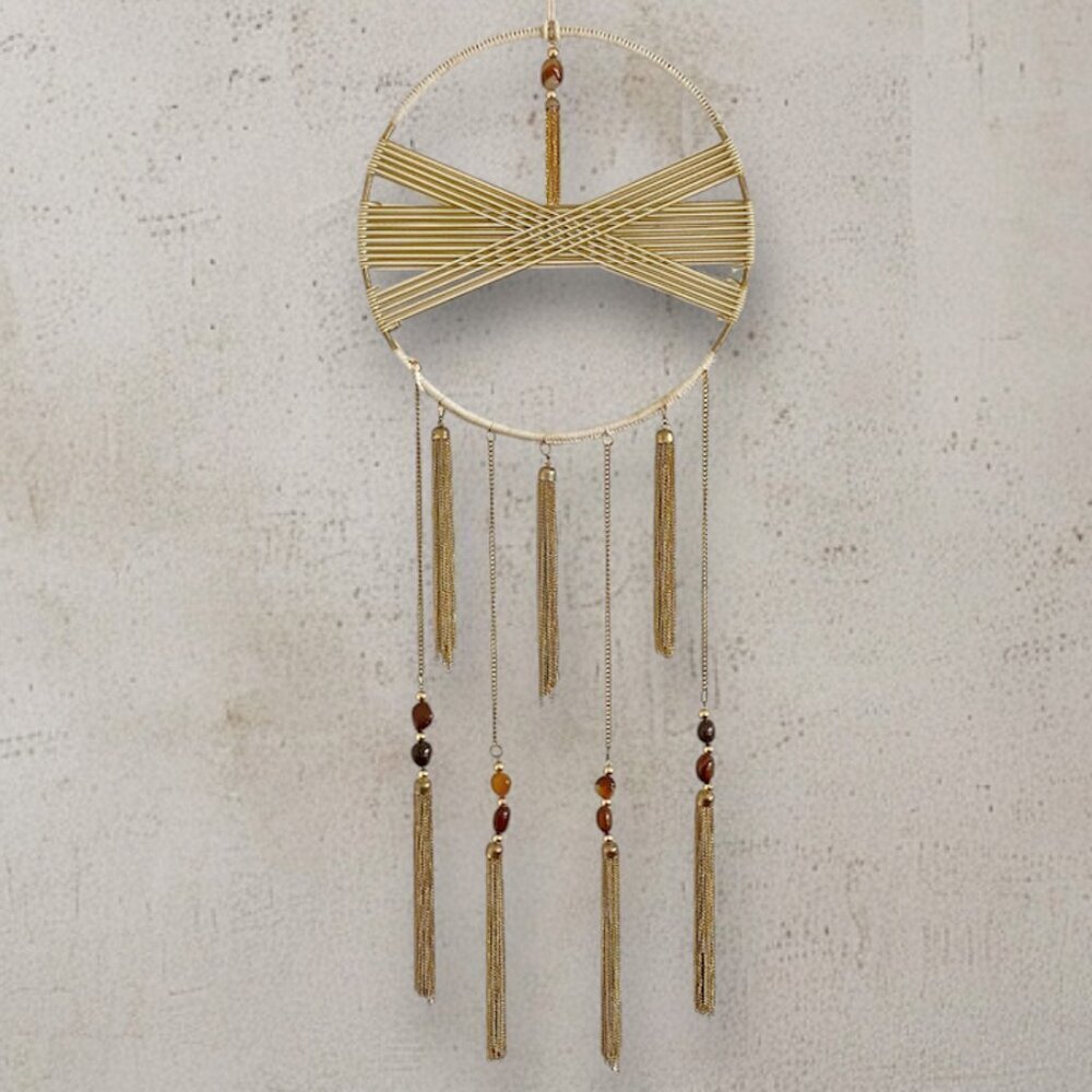 VTG Macrame Metal Agate Stones Dream Catcher